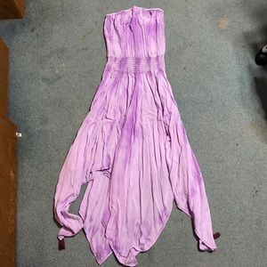 Purple strapless beach dress